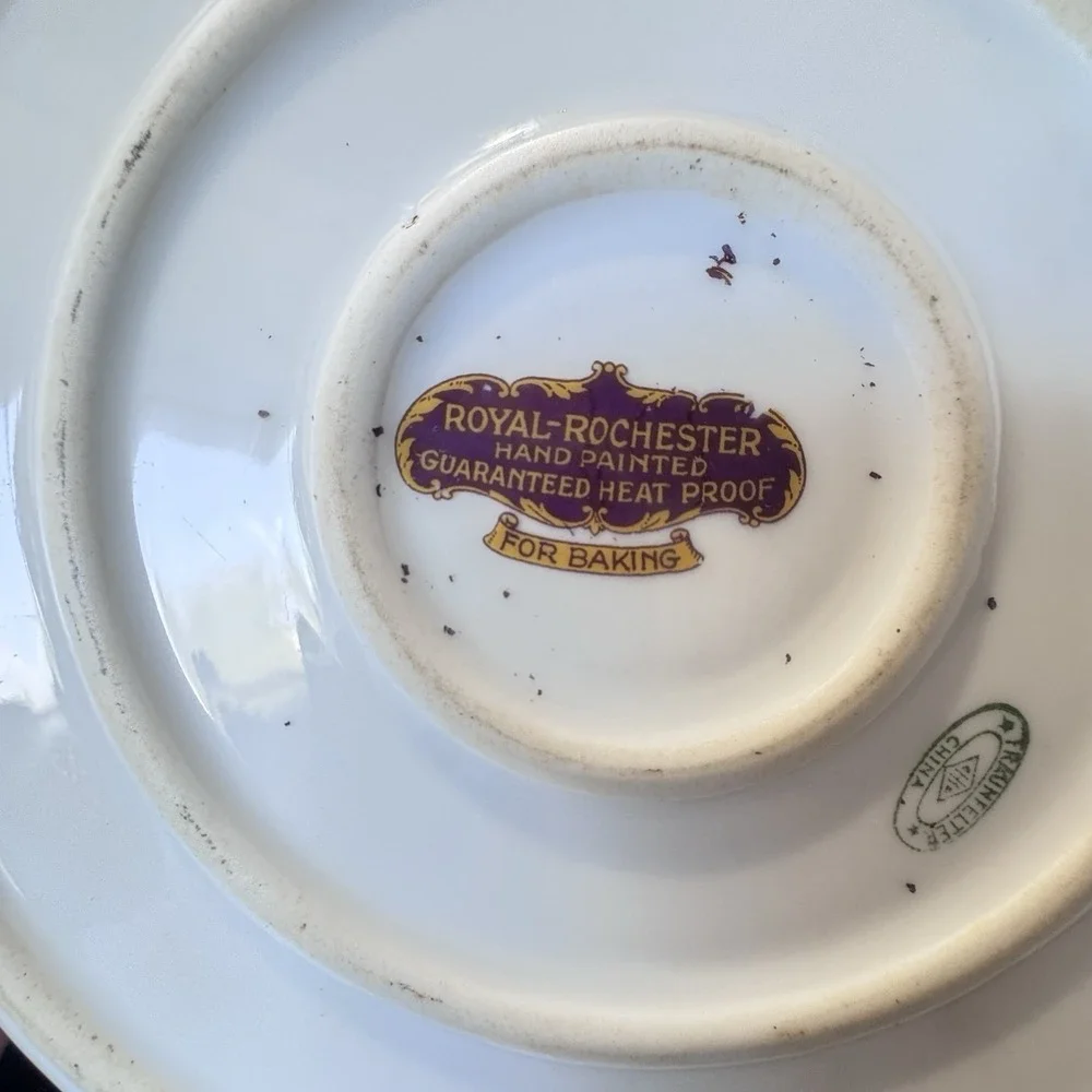 Fraunfelter Royal Rochester  1930's Golden Pheasant Pie Plate & Stand